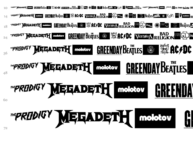 Music Logos TFB font waterfall